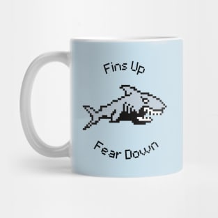 Pixel Shark Surge: Fins Up Fear Down Mug